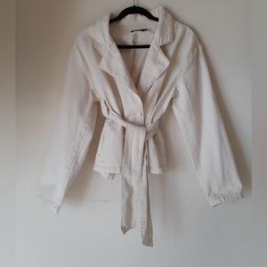 NASTY GAL Cream Denim Womens Jacket  Size 8
